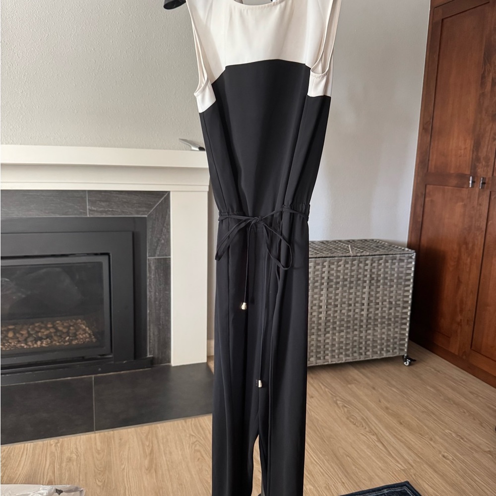 Vince Camuto Black and Cream Jumpsuit